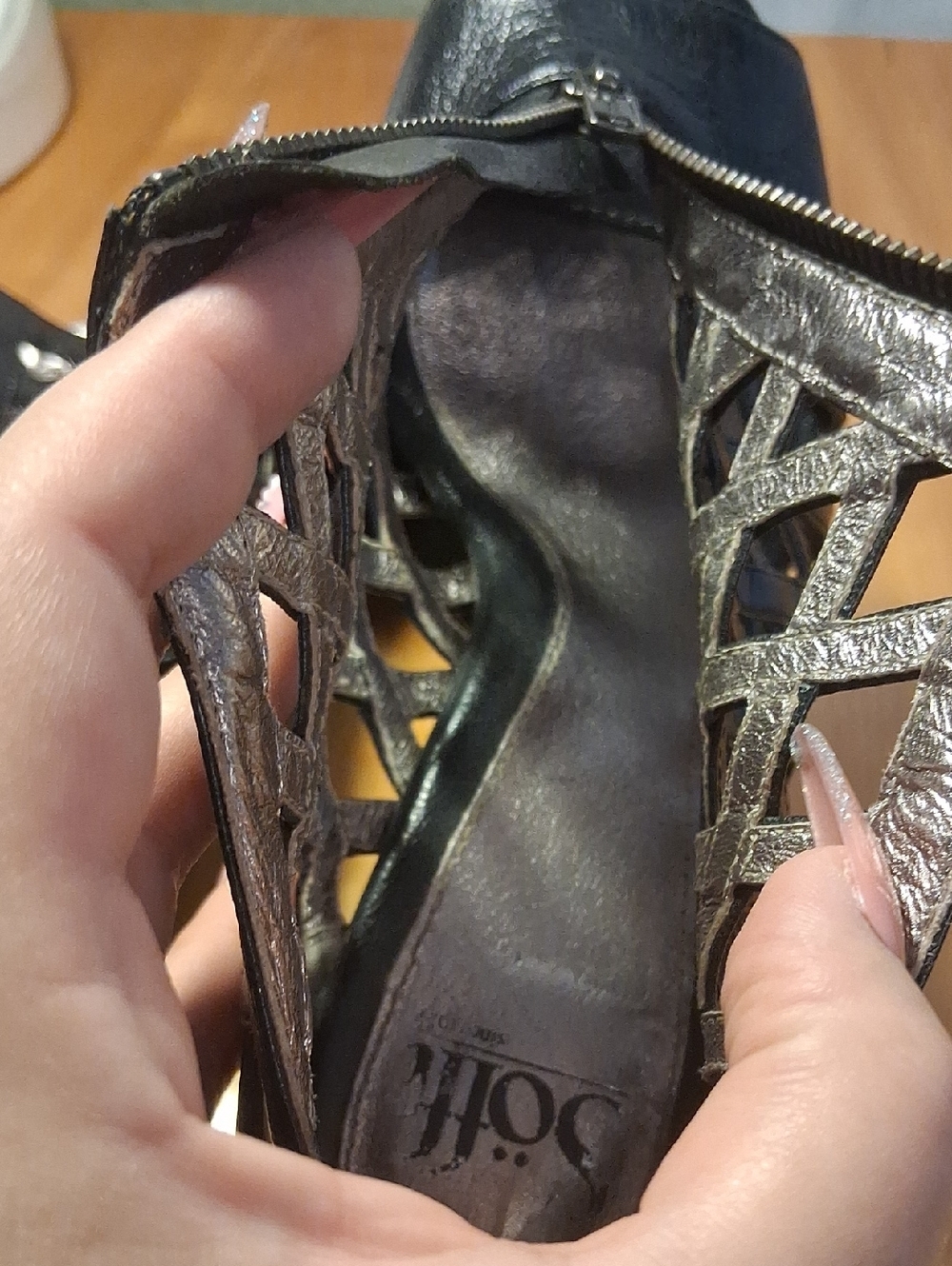 Sofft Black Strappy Peep-Toe Heels with Front Zip Size 7 - Picture 6 of 13